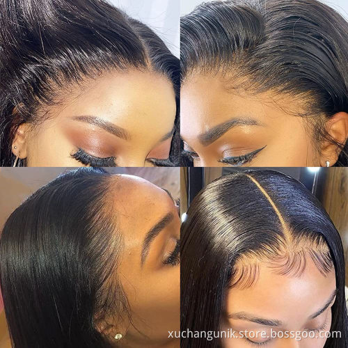 Uniky Wholesale Price Brazilian Virgin Hd Transparent Straight Hair High Quality No Shedding Lace Front Wig